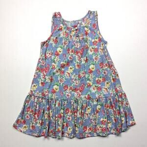 Ralph Lauren Dress Girls Size 18m Blue Floral Twirly Drop Waist